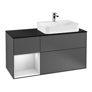 V&B Meuble sous lavabo Finion 120 cm, éclairage mural, anthracite mat