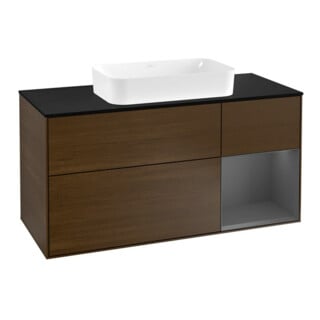 V&B Meuble sous lavabo Finion 120 cm, éclairage mural, anthracite, mat