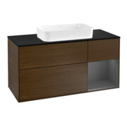 V&B Meuble sous lavabo Finion 120 cm, éclairage mural, anthracite, mat