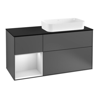 V&B Meuble sous lavabo Finion 120 cm, éclairage mural, anthracite mat