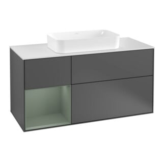 V&B Meuble sous lavabo Finion 120 cm, éclairage mural, anthracite mat