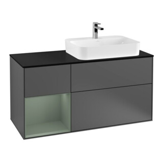 V&B Meuble sous lavabo Finion 120 cm, éclairage mural, anthracite mat