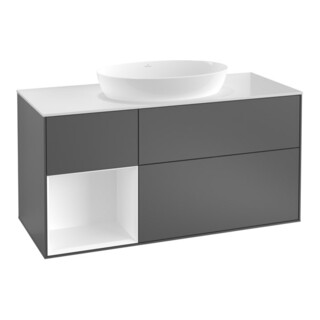 V&B Meuble sous lavabo Finion 120 cm, éclairage mural, anthracite mat
