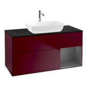 V&B Meuble sous lavabo Finion 120 cm, éclairage mural, anthracite mat, laqué, poignée m