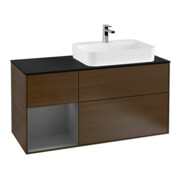 V&B Meuble sous lavabo Finion 120 cm, éclairage mural, anthracite mat, porte gauche