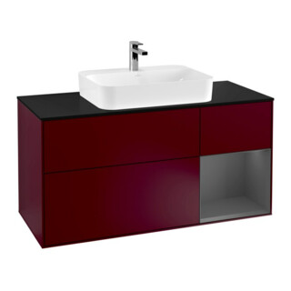 V&B Meuble sous lavabo Finion 120 cm, éclairage mural, anthracite, Pl b m, Reg re, Peo m
