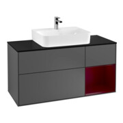 V&B Meuble sous lavabo Finion 120 cm, éclairage mural, anthracite, Pl bleu m, Reg re Peo