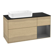 V&B Meuble sous lavabo Finion 120 cm, éclairage mural, anthracite, placage bois m, tiroir re m