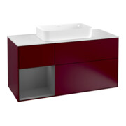 V&B Meuble sous lavabo Finion 120 cm, éclairage mural, anthracite, porte gauche