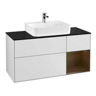 V&B Meuble sous-lavabo Finion 120 cm, éclairage mural, blanc, avec laque