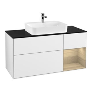 V&B Meuble sous-lavabo Finion 120 cm, éclairage mural, blanc brillant