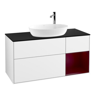 V&B Meuble sous lavabo Finion 120 cm, éclairage mural, blanc brillant