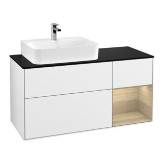 V&B Meuble sous lavabo Finion 120 cm, éclairage mural, blanc brillant