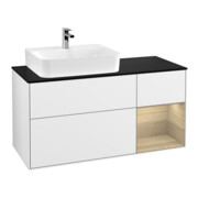 V&B Meuble sous lavabo Finion 120 cm, éclairage mural, blanc brillant