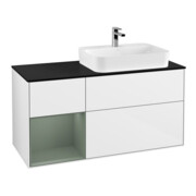V&B Meuble sous lavabo Finion 120 cm, éclairage mural, blanc brillant