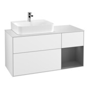 V&B Meuble sous lavabo Finion 120 cm, éclairage mural, blanc brillant