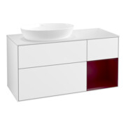 V&B Meuble sous lavabo Finion 120 cm, éclairage mural, blanc brillant-1