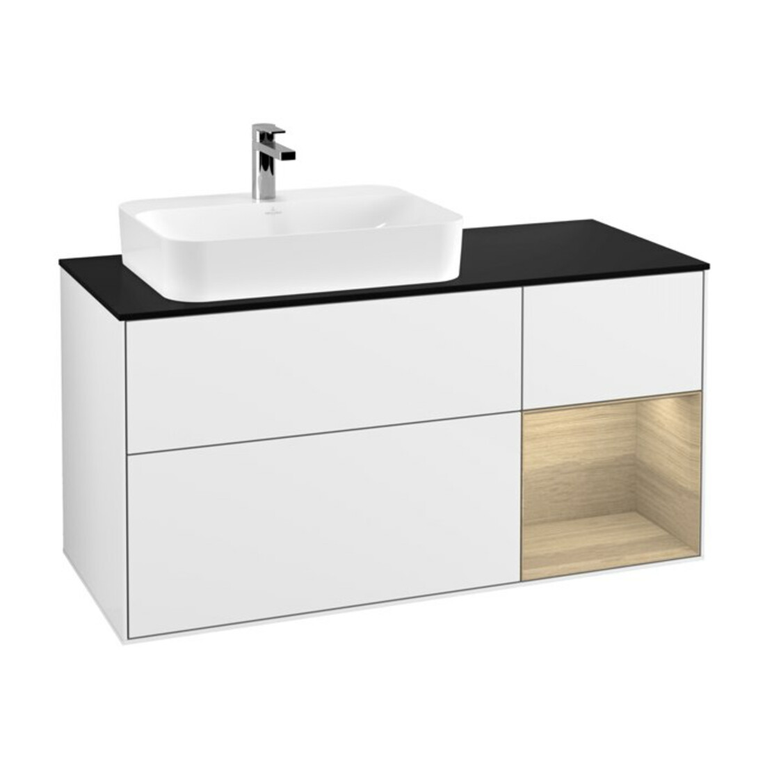 V&B Meuble sous-lavabo Finion 120 cm, éclairage mural, blanc brillant