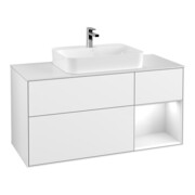 V&B Meuble sous lavabo Finion 120 cm, éclairage mural, blanc brillant