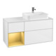 V&B Meuble sous lavabo Finion 120 cm, éclairage mural, blanc brillant, gauche