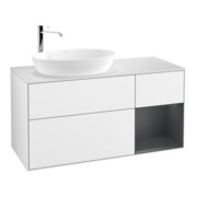 V&B Meuble sous lavabo Finion 120 cm, éclairage mural, blanc brillant Lacquer
