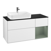 V&B Meuble sous lavabo Finion 120 cm, éclairage mural, blanc brillant Laque