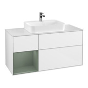 V&B Meuble sous-lavabo Finion 120 cm, éclairage mural, blanc brillant, laqué