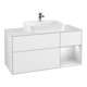 V&B Meuble sous lavabo Finion 120 cm, éclairage mural, blanc brillant, laqué-1