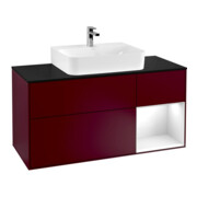 V&B Meuble sous lavabo Finion 120 cm, éclairage mural, blanc brillant, laqué, mat