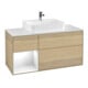 V&B Meuble sous lavabo Finion 120 cm, éclairage mural, blanc brillant, laqué, ouverture à gauche-1