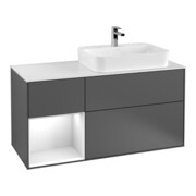 V&B Meuble sous-lavabo Finion 120 cm, éclairage mural, blanc laqué-1