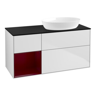 V&B Meuble sous-lavabo Finion 120 cm, éclairage mural, blanc laqué