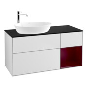 V&B Meuble sous lavabo Finion 120 cm, éclairage mural, blanc laqué