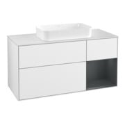 V&B Meuble sous lavabo Finion 120 cm, éclairage mural, blanc laqué