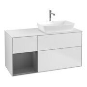 V&B Meuble sous-lavabo Finion 120 cm, éclairage mural, blanc laqué