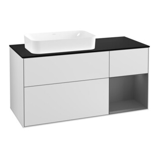 V&B Meuble sous-lavabo Finion 120 cm, éclairage mural, blanc laqué