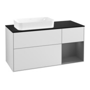 V&B Meuble sous-lavabo Finion 120 cm, éclairage mural, blanc laqué
