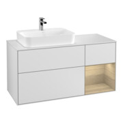V&B Meuble sous lavabo Finion 120 cm, éclairage mural, blanc laqué-1