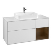 V&B Meuble sous-lavabo Finion 120 cm, éclairage mural, blanc laqué-1