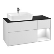 V&B Meuble sous lavabo Finion 120 cm, éclairage mural, blanc laqué, blanc mat