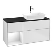 V&B Meuble sous-lavabo Finion 120 cm, éclairage mural, blanc laqué, brillant-1
