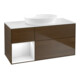 V&B Meuble sous lavabo Finion 120 cm, éclairage mural, blanc laqué, chêne veiné-1