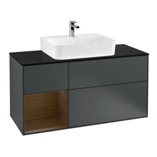 V&B Meuble sous lavabo Finion 120 cm, éclairage mural, blanc mat avec laque