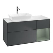 V&B Meuble sous lavabo Finion 120 cm, éclairage mural, blanc mat, bois naturel mat laqué, bois moyen brillant laqué-1