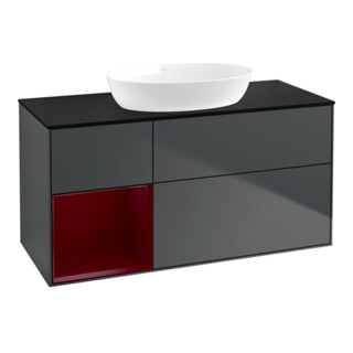 V&B Meuble sous lavabo Finion 120 cm, éclairage mural, blanc mat laqué