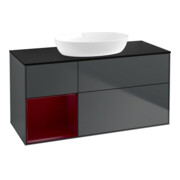 V&B Meuble sous lavabo Finion 120 cm, éclairage mural, blanc mat laqué