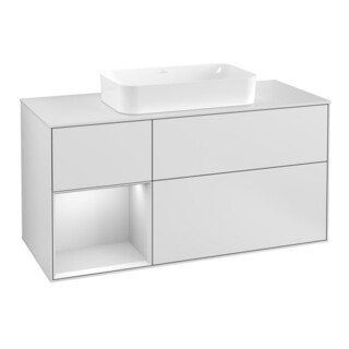 V&B Meuble sous-lavabo Finion 120 cm, éclairage mural, blanc mat laqué