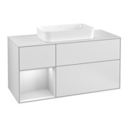 V&B Meuble sous-lavabo Finion 120 cm, éclairage mural, blanc mat laqué