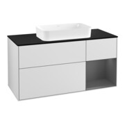 V&B Meuble sous lavabo Finion 120 cm, éclairage mural, blanc mat laqué