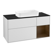 V&B Meuble sous lavabo Finion 120 cm, éclairage mural, blanc mat laqué